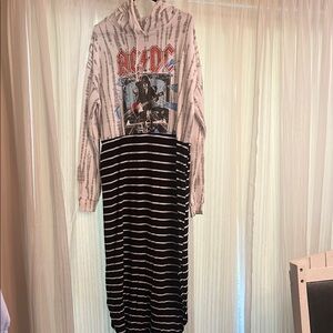 AC/DC Band Hoodie with Striped Skirt